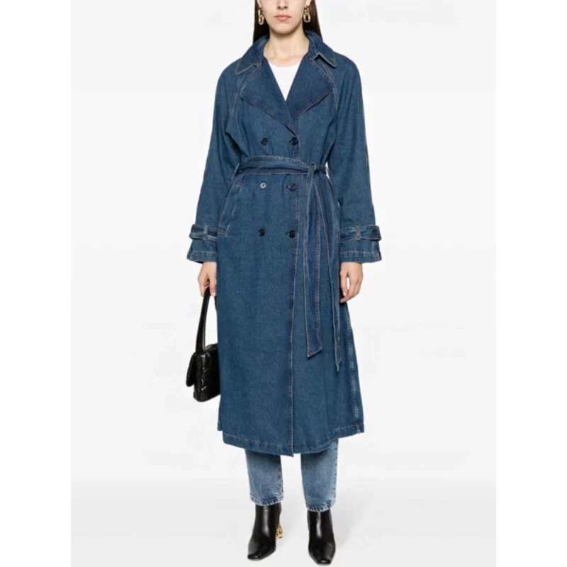 Kristin-Kreuk-Blue-Denim-Trench-Coat-front