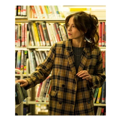 Kristin-Kreuk-Camel-Plaid-Blazer-1