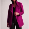 Lacey-Chabert-Wrap-Style-Maroon-Wool-Coat