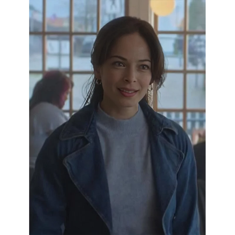 Murder-In-A-Small-Town-Kristin-Kreuk-Denim-Trench-Coat