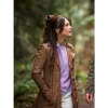 Murder-in-a-Small-Town-Kristin-Kreuk-Brown-Leather-Coat-1