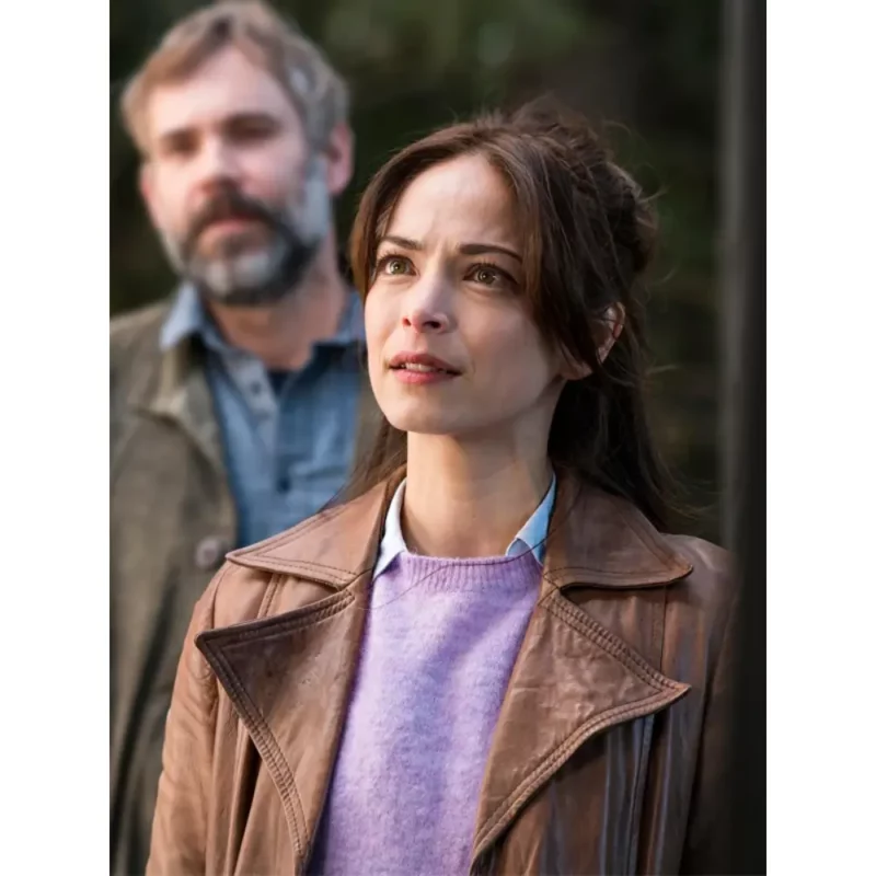 Murder-in-a-Small-Town-Kristin-Kreuk-Leather-Coat