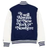 New York Or Nowhere Navy Blue Varsity Jacket