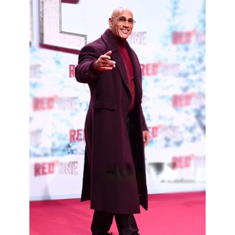 Red-One-Berlin-Premiere-Dwayne-Johnson-Wool-Coat-Burgundy