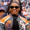 Simone Biles Chicago Bears Jacket Black and Orange