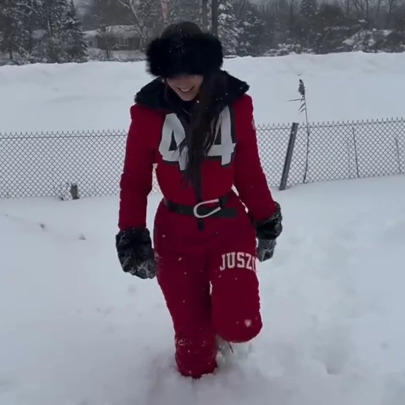Kristin Juszczyk Red Snowsuit