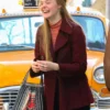 Sylvie Elle Fanning Maroon Coat