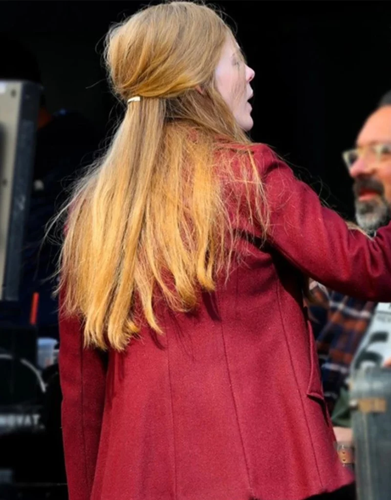 Sylvie Russo Elle Fanning 2024 Maroon Coat