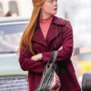 Sylvie Russo Elle Fanning Maroon Coat