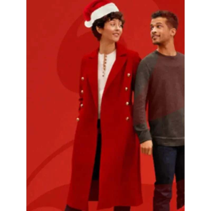 The-5-Year-Christmas-Party-2024-Katie-Findlay-Red-Wool-Coat