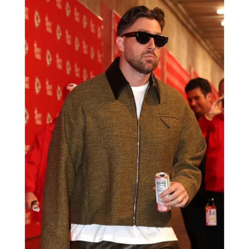 Travis Kelce Chiefs vs Buccaneers Game 2024 Brown Jacket