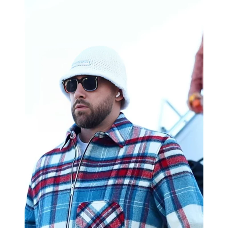 Travis Kelce Half Zip Plaid Shirt Jacket