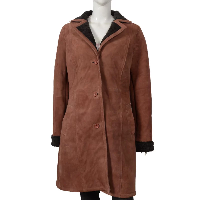 Yellowstone-Kelsey-Asbille-Monica-DuttonBrown-Suede-Leather-Coat