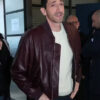 Adrien Brody Maroon Leather Jacket