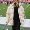Brittany Mahomes Chiefs Beige Puffer Jacket
