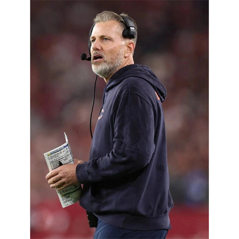 Chicago Bears Matt Eberflus Blue Sideline Club Hoodie For Sale