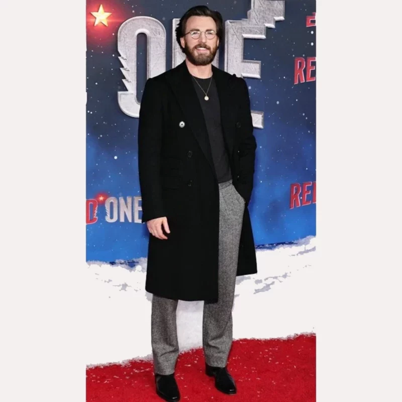 Chris Evans Black Wool Coat