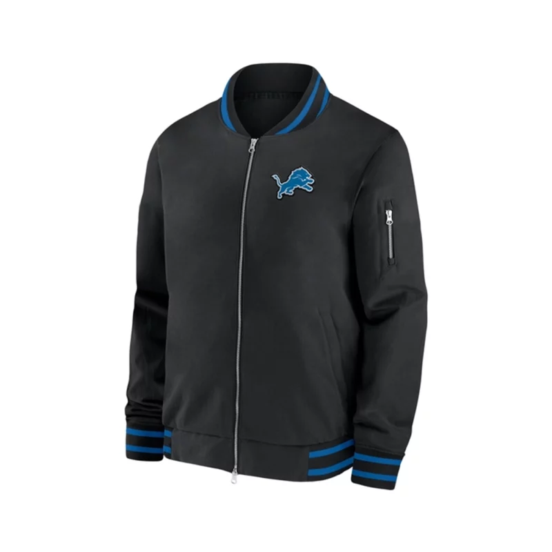 Detroit Lions 2024 Sideline Black Bomber Jacket