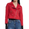Doctor Who Nicola Coughlan Red Biker Leather Jacket