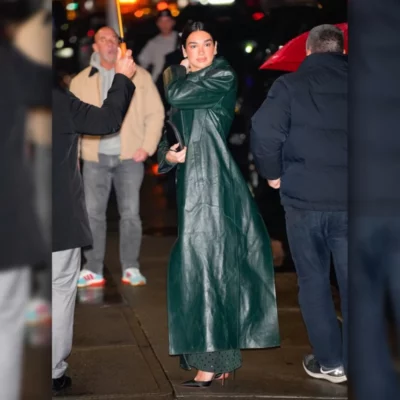 DuaLipa Green Trench Coat
