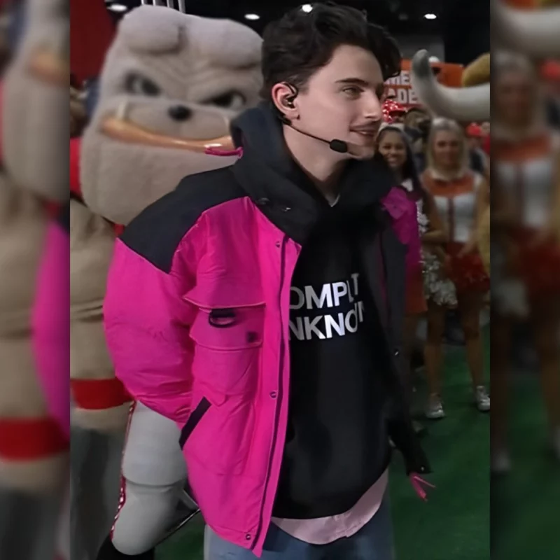 GameDay Timothee Chalamet Pink Jacket