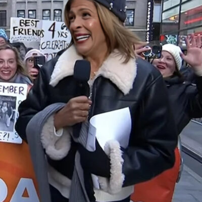 Hoda Kotb Black Shearling Leather Jacket