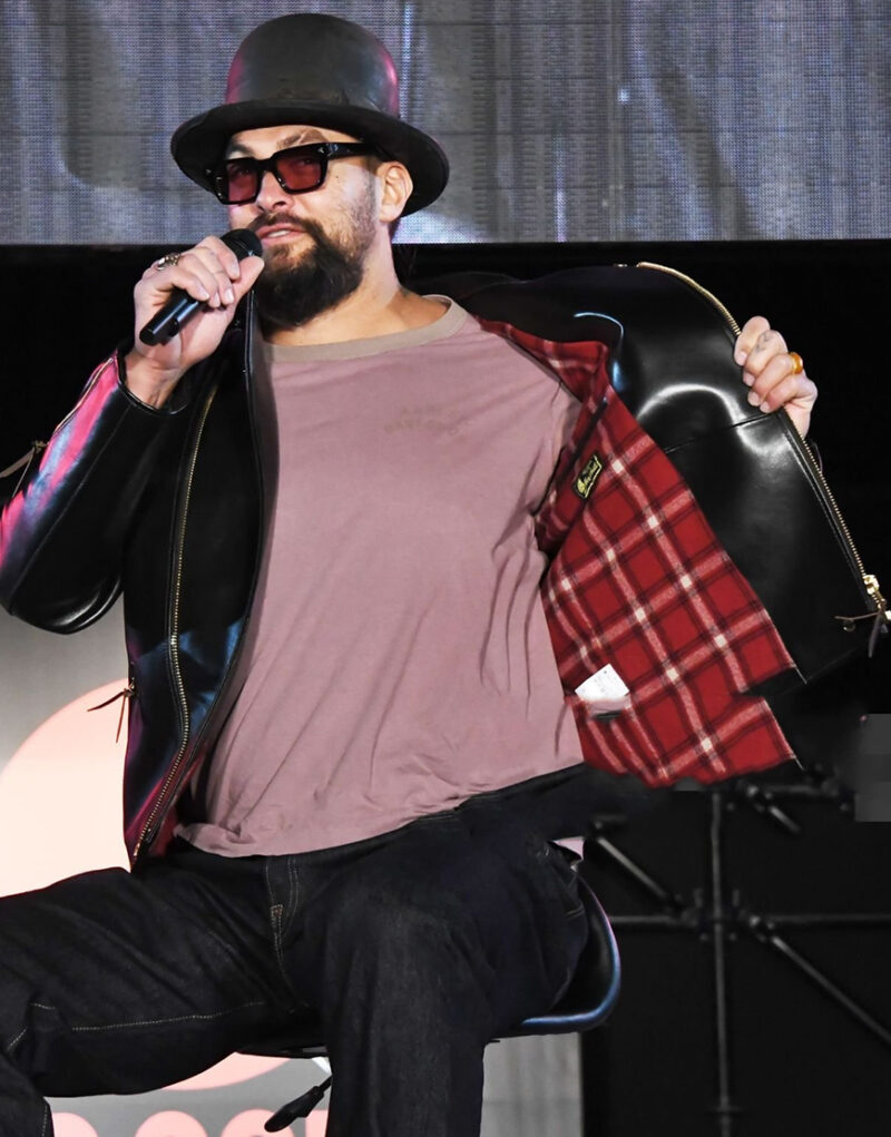 Jason Momoa Tokyo Comic Con 2024 Black Leather Jacket