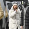 Jennifer Lopez White Puffer Coat