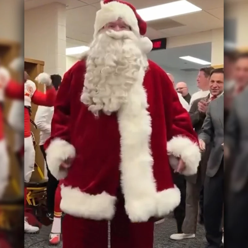 Kansas City Chiefs Coach Andy Reid Red Santa Suit