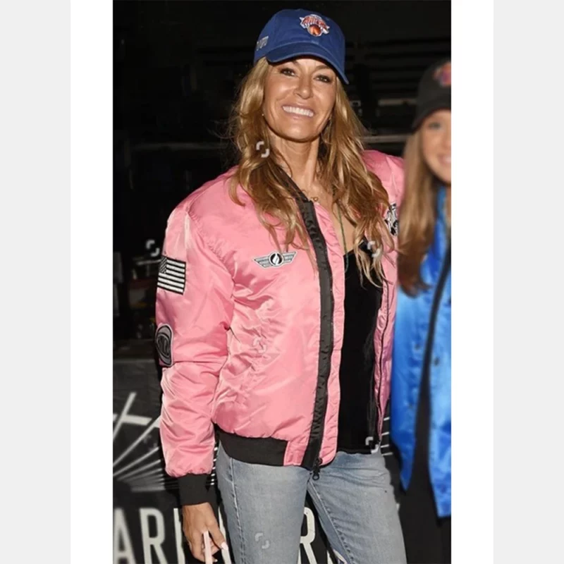 Kelly Bensimon New York Knicks Pink Bomber Jacket