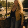 Landman Ali Larter Gold Leather Biker Jacket
