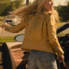 Landman Ali Larter Gold Metallic Leather Biker Jacket