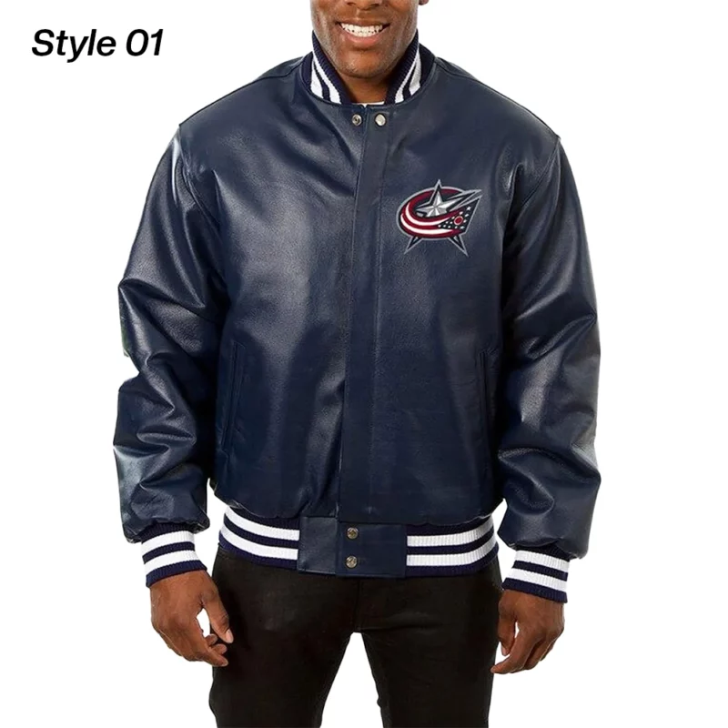 Leather Columbus Blue Varsity Jacket