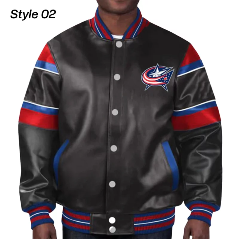 Leather Varsity Columbus Blue Jacket