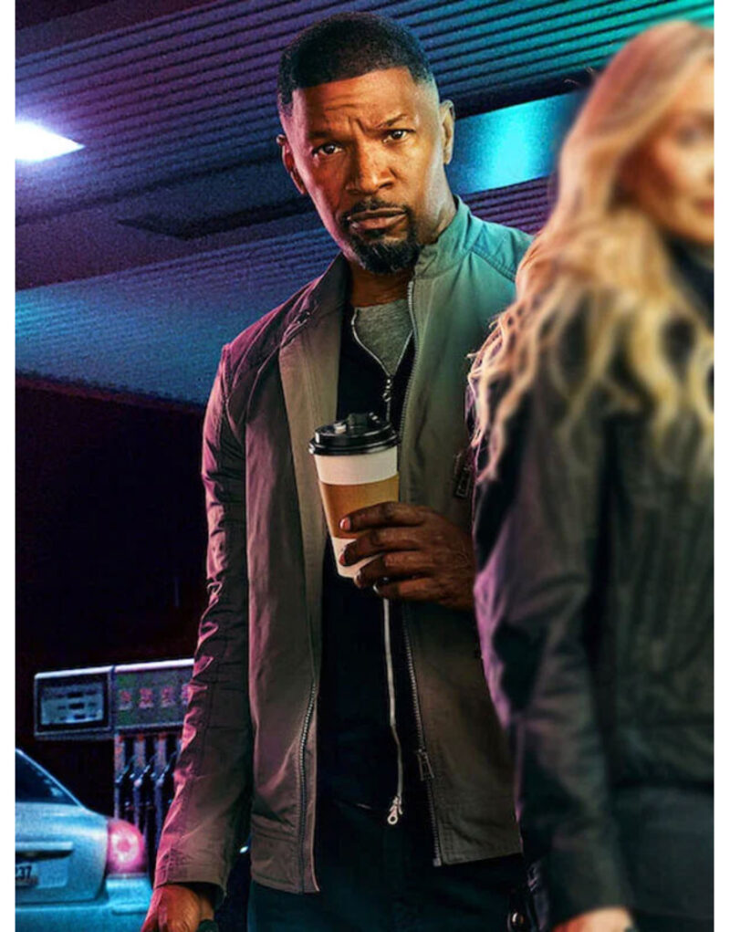 Matt Back In Action 2025 Jamie Foxx Grey Jacket
