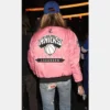 New York Knicks Kelly Bensimon Pink Flight Bomber Jacket