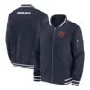 Mens Chicago Bears Sideline Coaches Navy Full Zip Bomber Jacket Blue
