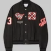 Paris Hilinski Off White Golf Varsity Jacket Black