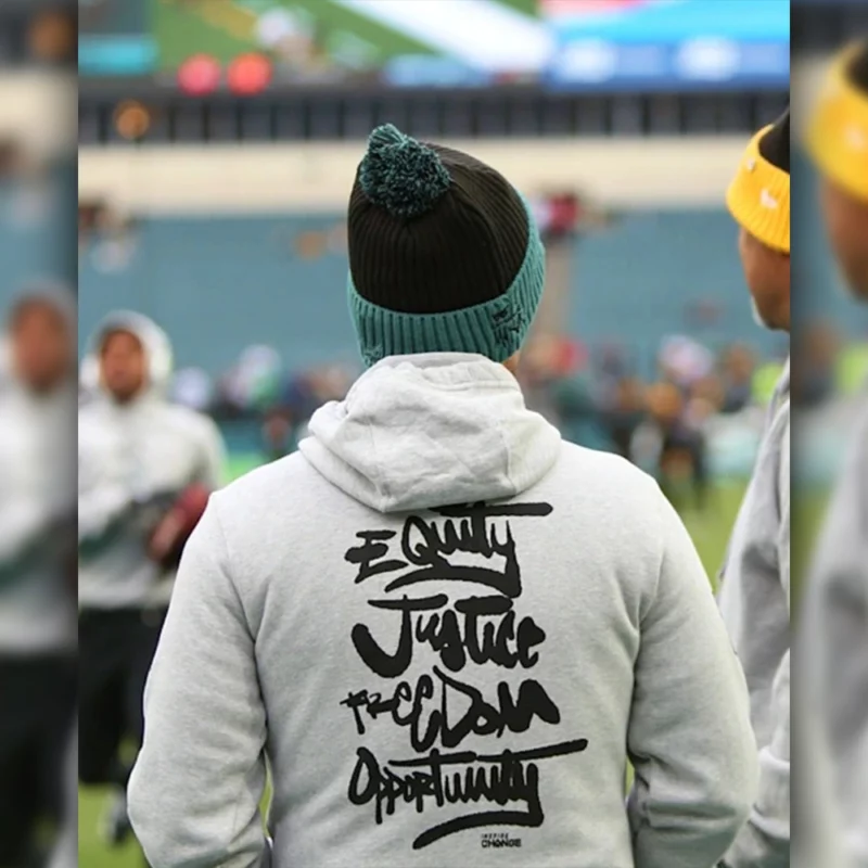 PhiladelphiaEagles Be A Change Maker Grey Pullover Hoodie