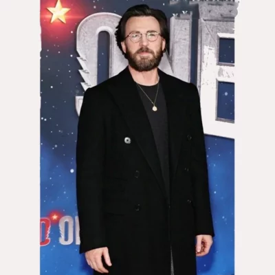Red One 2024 Premiere Chris Evans Black Coat