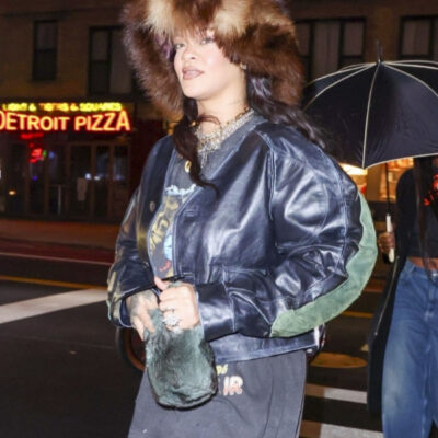 Rihanna NYC Cropped Leather Jacket