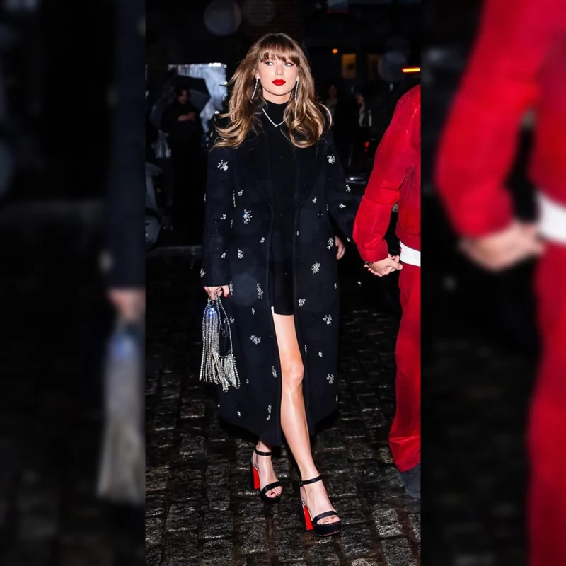 Taylor Swift NYC Date Rainy Night Black Coat