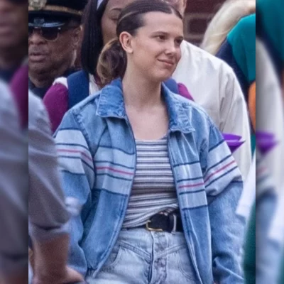 The Electric State Millie Bobby Brown Stripe Denim Jacket