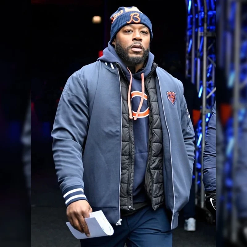 Thomas Brown Chicago Bears Blue Bomber Jacket