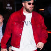 Travis Kelce Red Denim Trucker Jacket