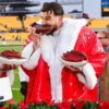 TravisKelce Chiefs Vs Steelers Game Christmas Red Coat