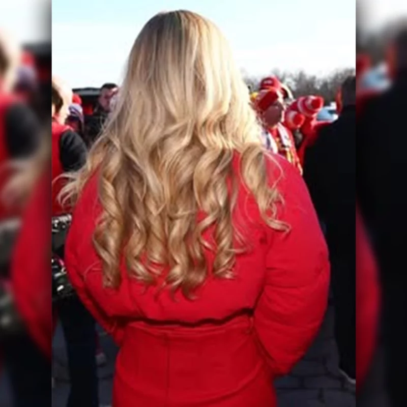 AFC Championship Gracie Hunt Red Crop Puffer Jacket