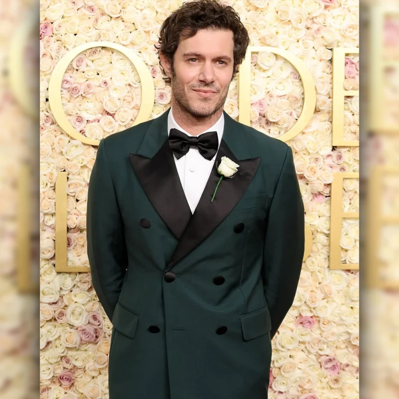 Adam Brody Golden Globe Red Carpet 2025 Green and Black Suit