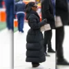 Bears vs Packers Game Simone Biles Black Puffer Coat