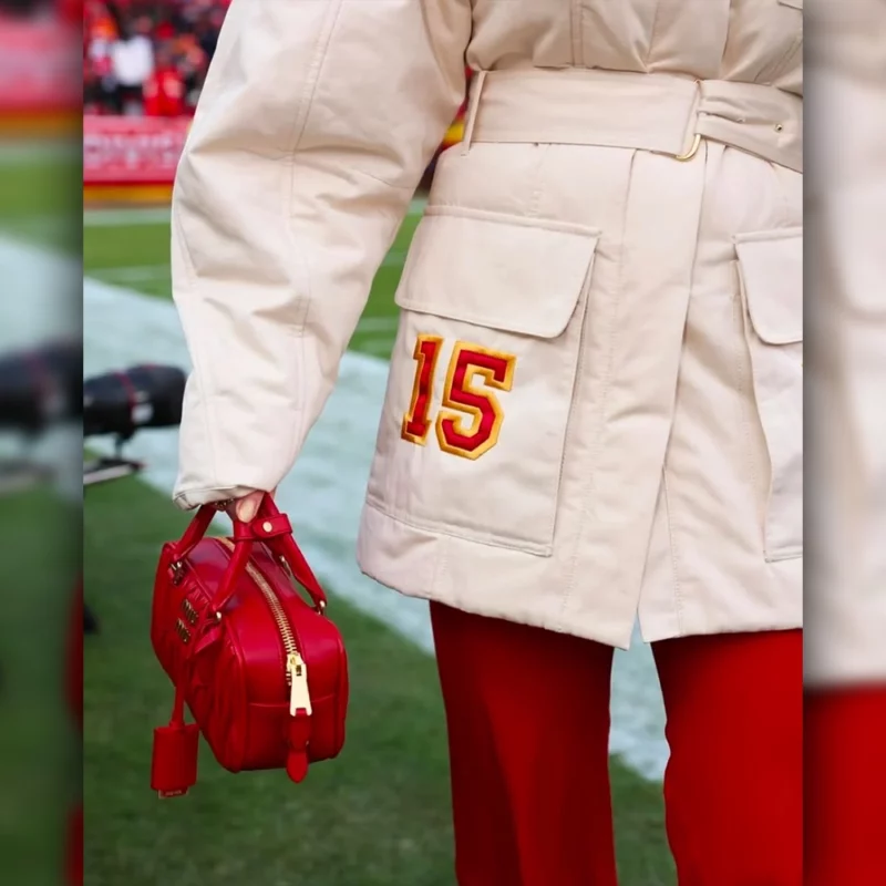 Brittany Mahomes 6 Days Postpartum White BeltedÂ Jacket